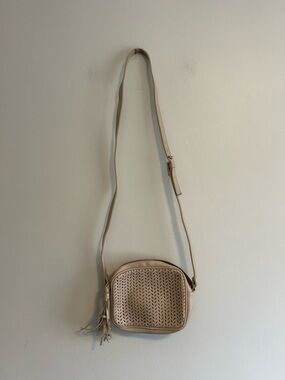 Summer & rose tan oval cutouts  Crossbody Bag purse with Tassel